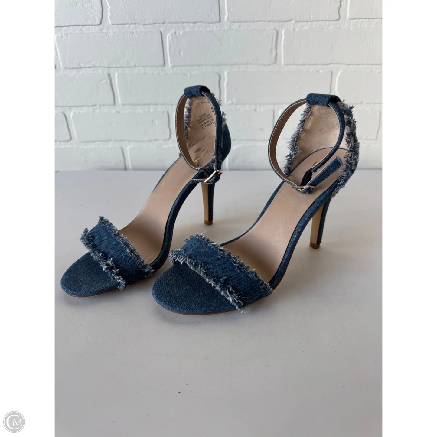 Sandals Heels Stiletto By Mix No 6 In Blue Denim, Size: 8