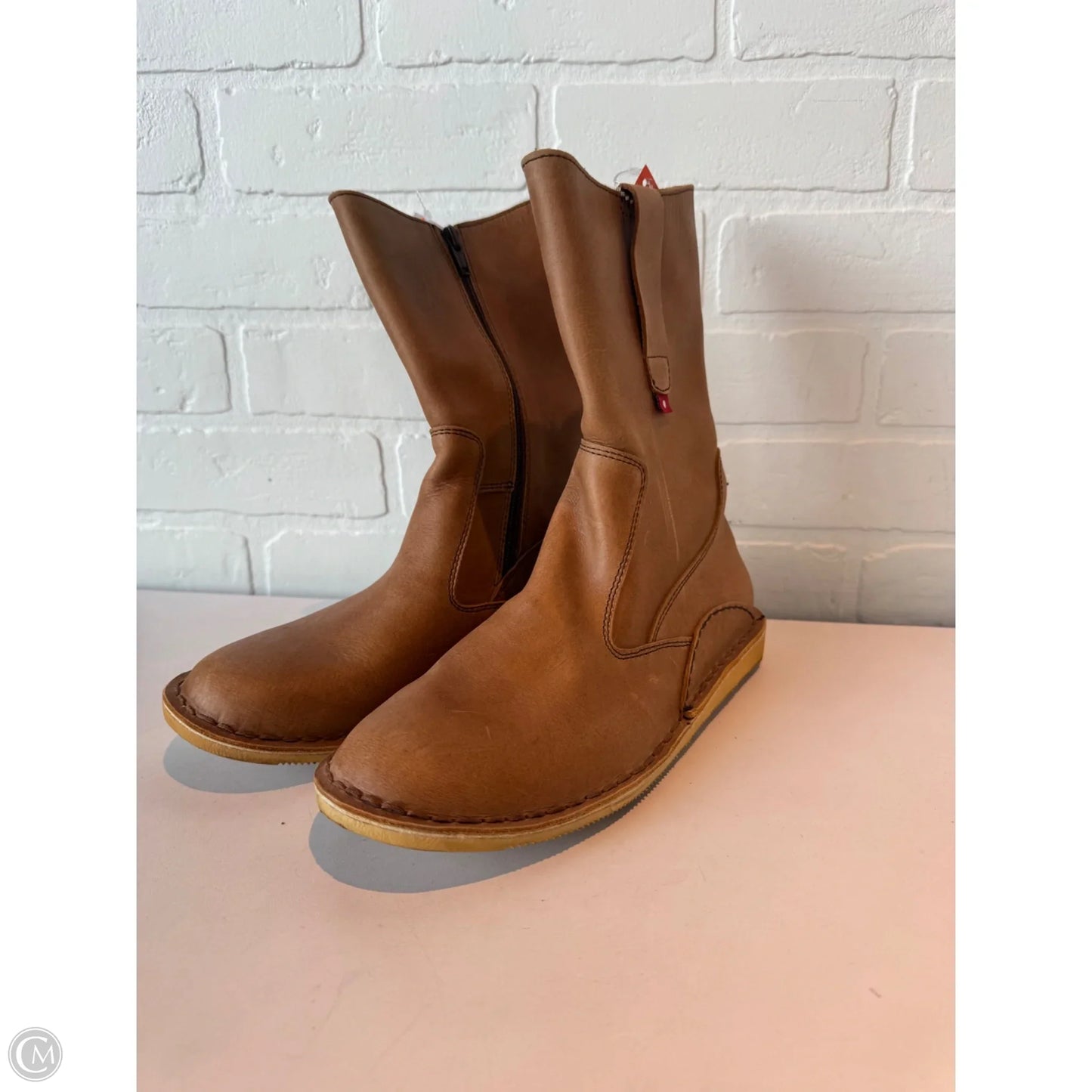 Boots Mid-calf Flats By oliberte In Brown, Size: 8.5