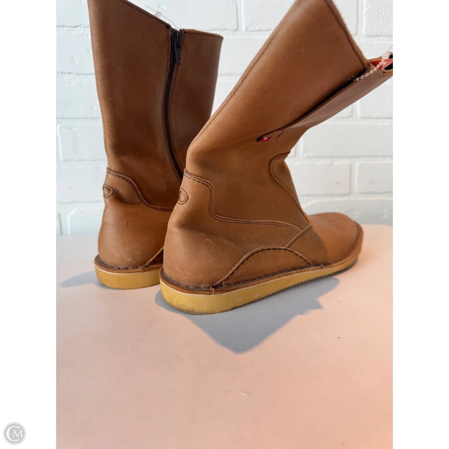 Boots Mid-calf Flats By oliberte In Brown, Size: 8.5
