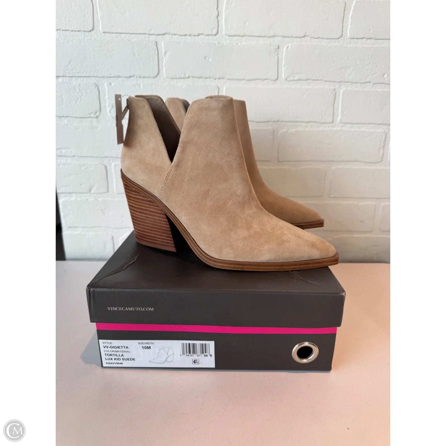 Boots Ankle Heels By Vince Camuto In Tan, Size: 10