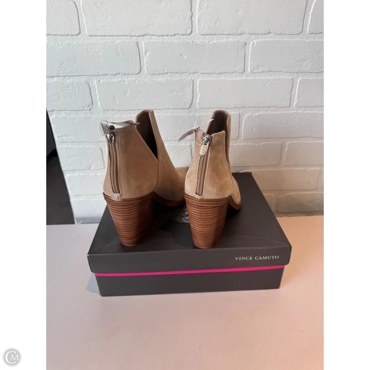 Boots Ankle Heels By Vince Camuto In Tan, Size: 10
