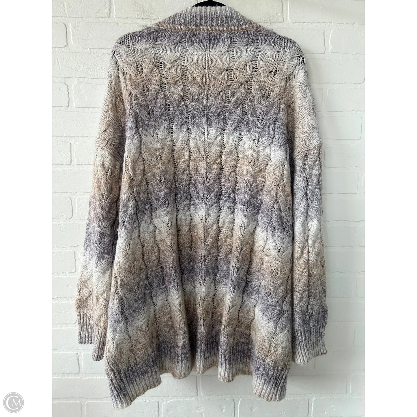 Sweater Cardigan By Ava & Viv In Purple & Tan, Size: 1x