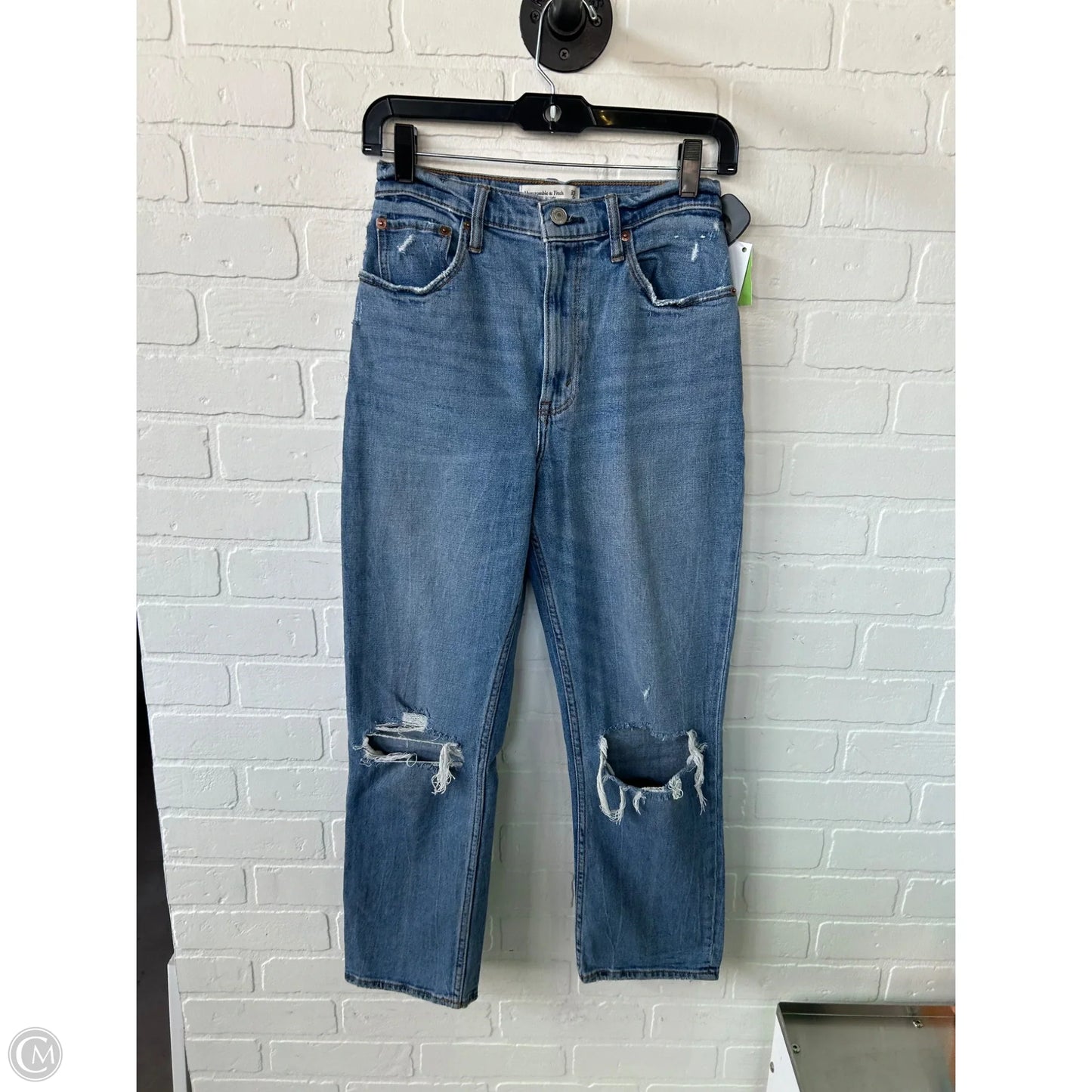 Jeans Straight By Abercrombie And Fitch In Blue Denim, Size: 0