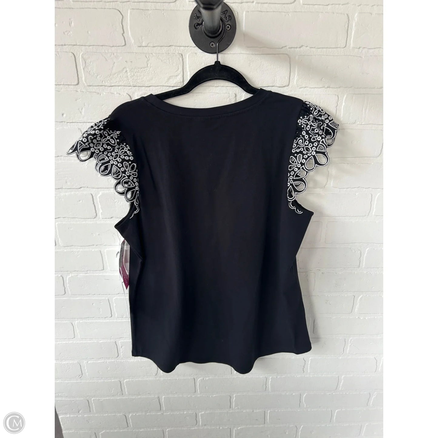 Top Short Sleeve By Chicos In Black & White, Size: L