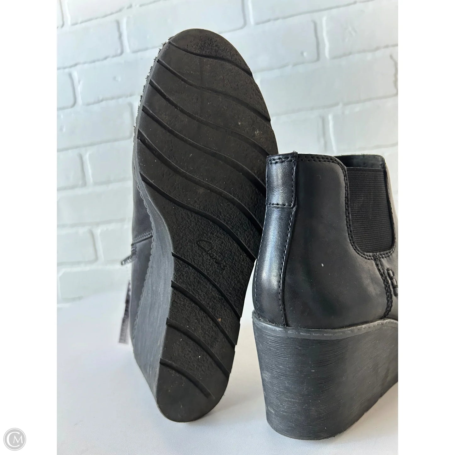 Boots Ankle Heels By Clarks In Black, Size: 7.5