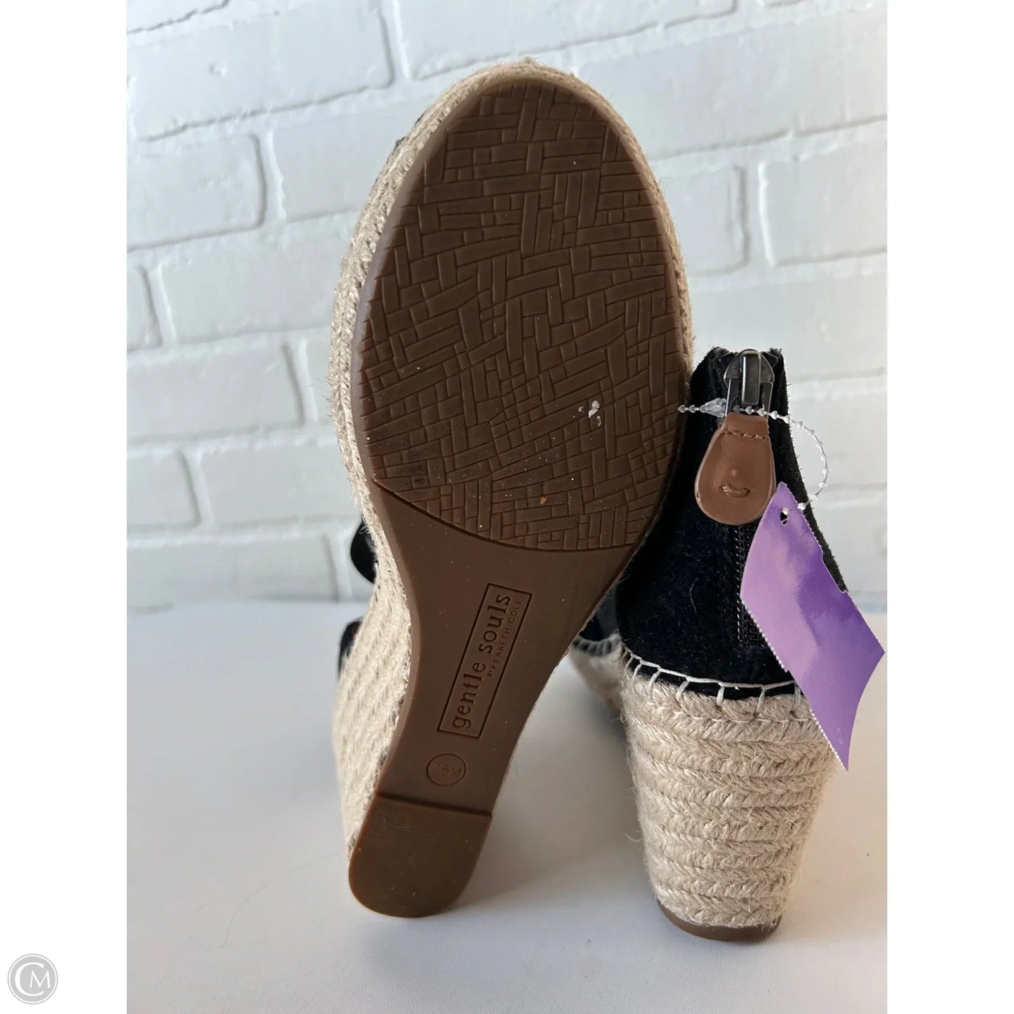 Sandals Heels Wedge By Gentle Souls In Black & Tan, Size: 7.5