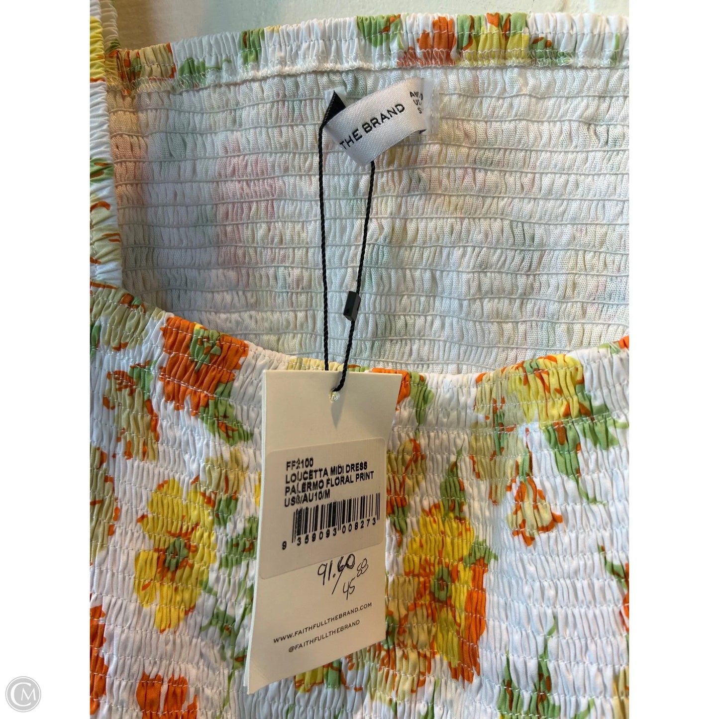 Dress Casual Maxi By Faithfull The Brand In White & Yellow, Size: S