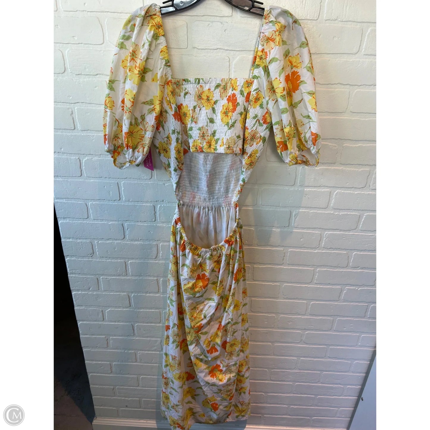 Dress Casual Maxi By Faithfull The Brand In White & Yellow, Size: S