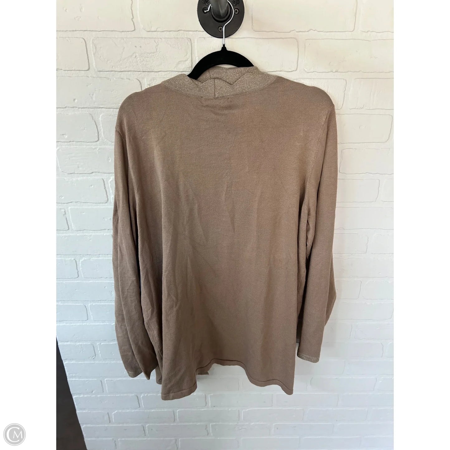 Sweater Cardigan By Cable And Gauge In Tan, Size: 1x