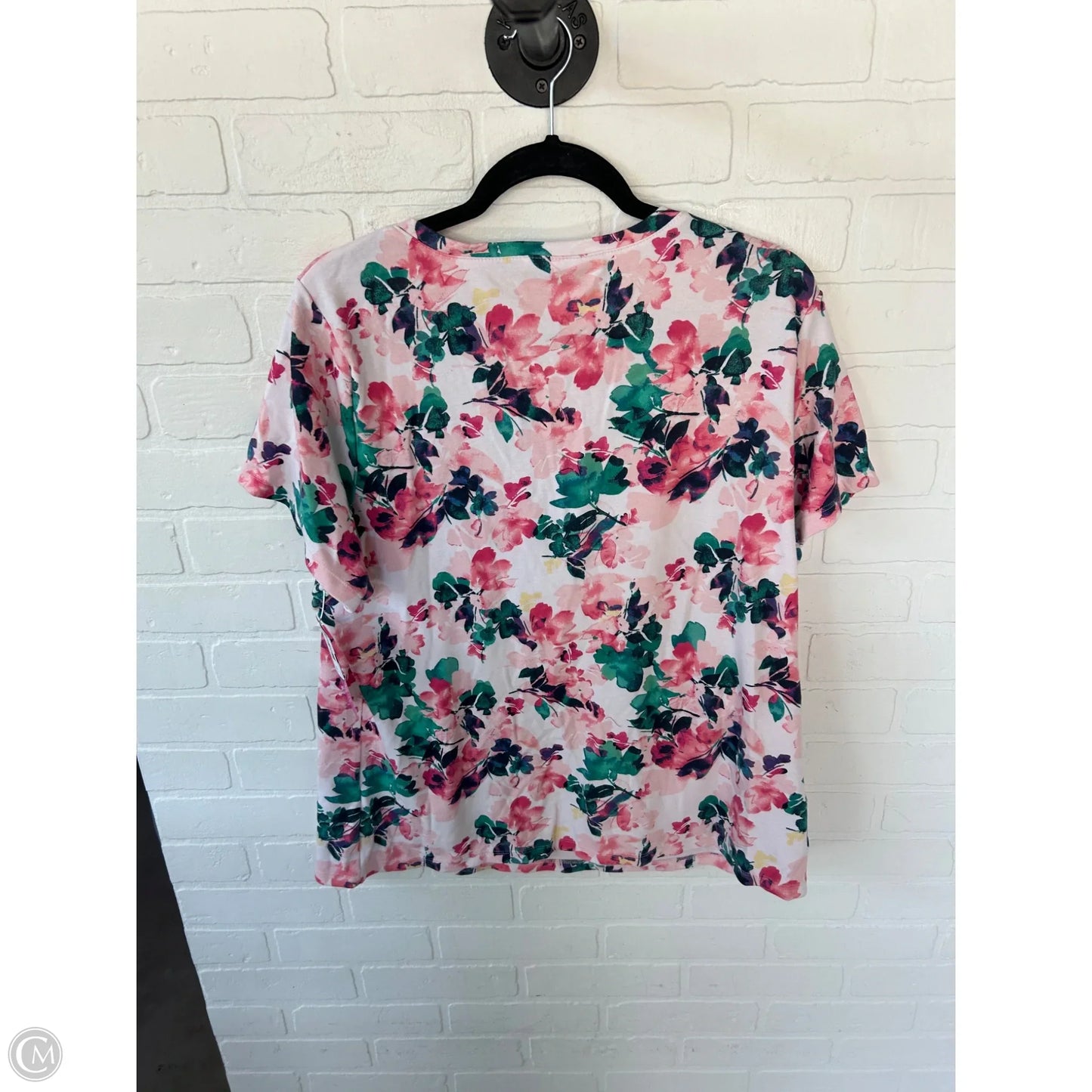 Top Short Sleeve By Karen Scott In Green & Pink, Size: 2x
