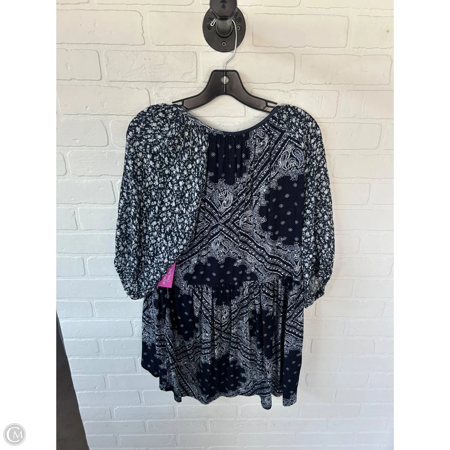 Top Short Sleeve By Cupio In Blue & White, Size: Xl