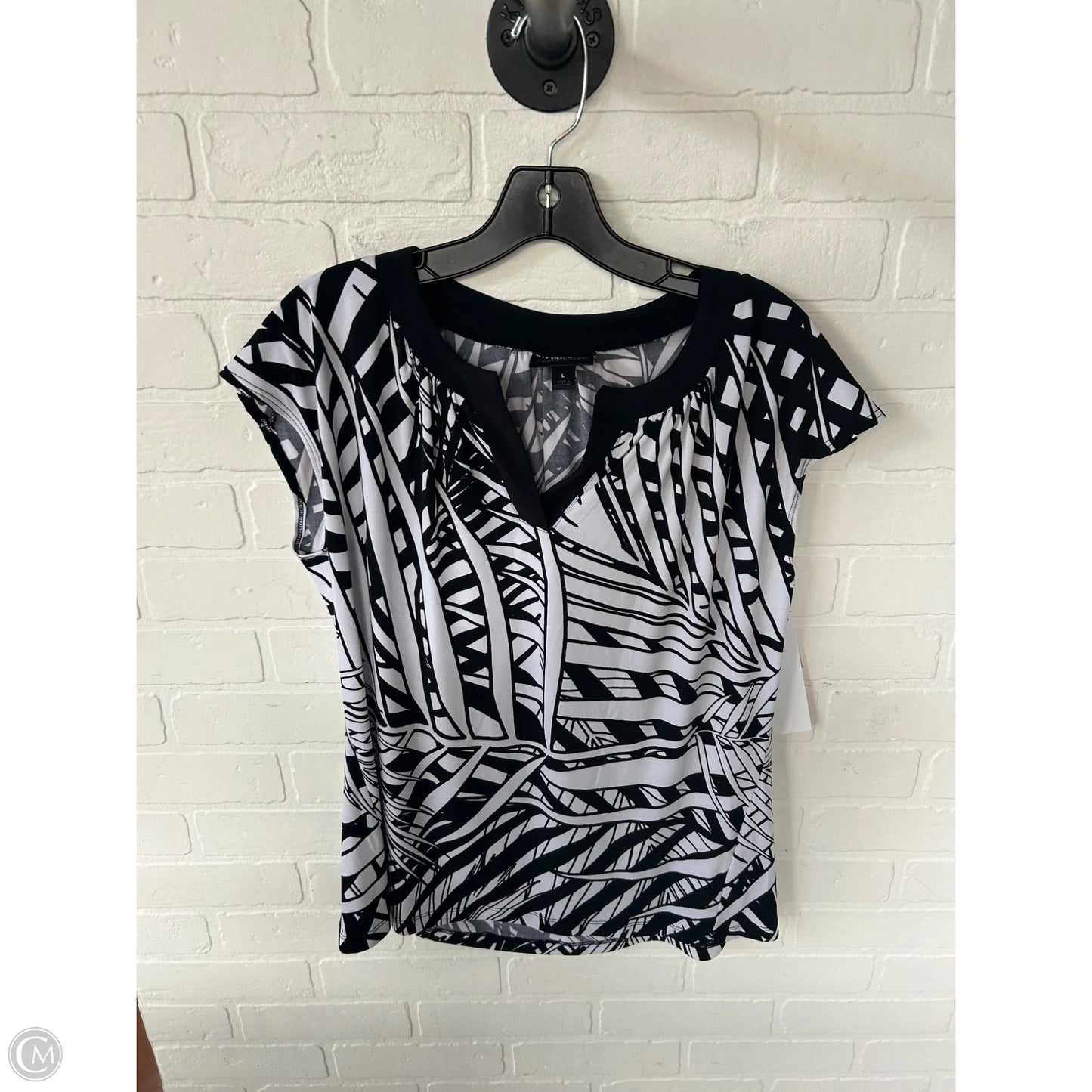 Top Sleeveless By Worthington In Black & White, Size: L