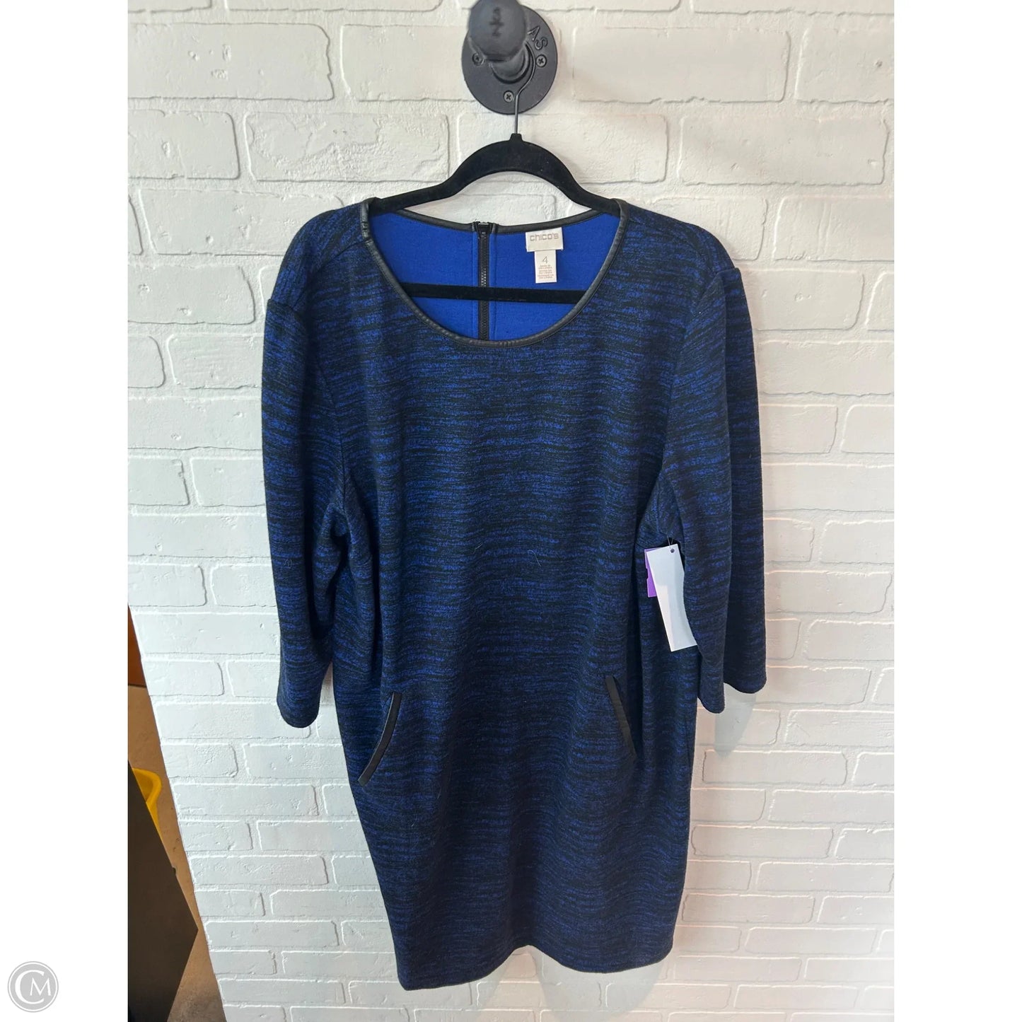 Dress Casual Short By Chicos In Black & Blue, Size: Xxl