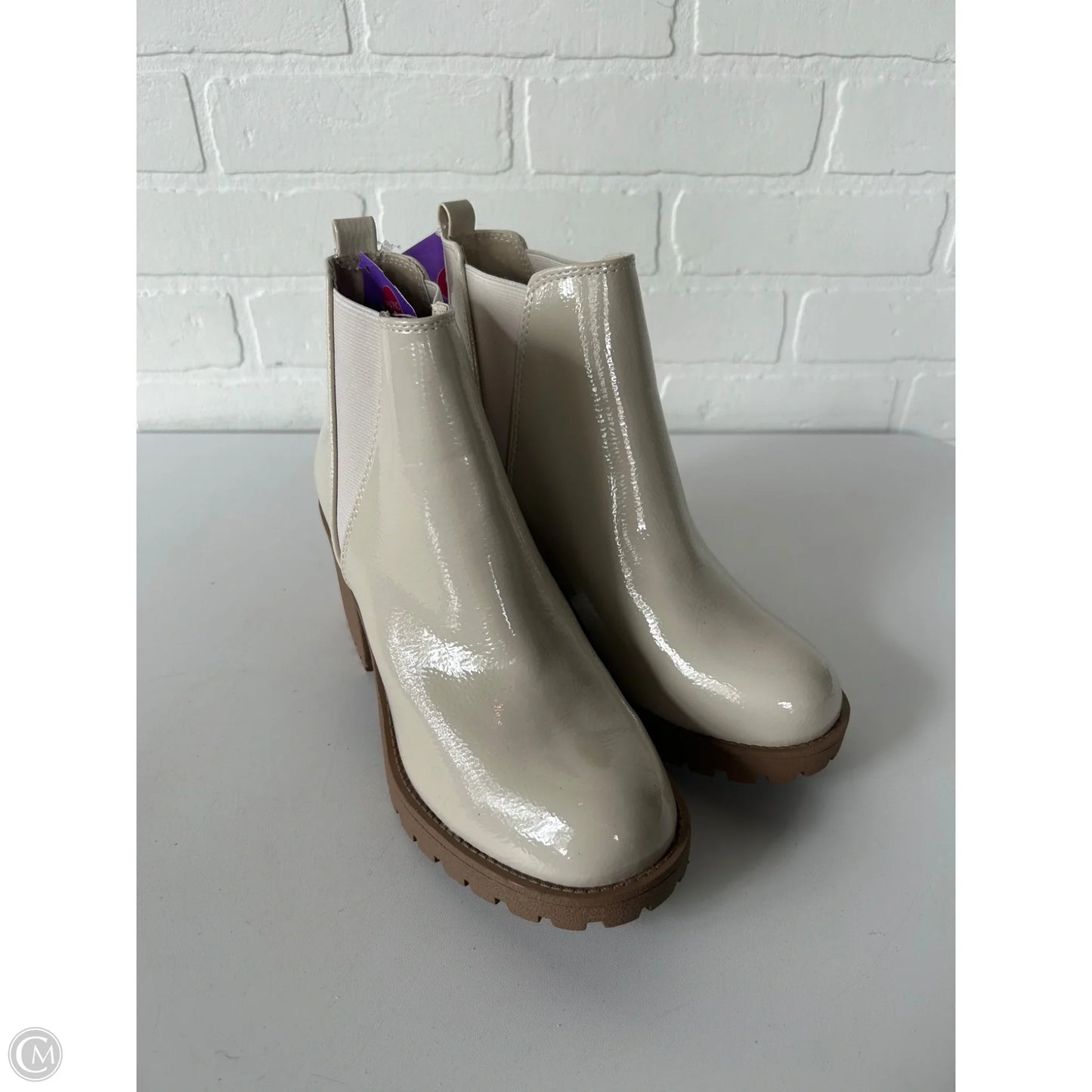 Boots Ankle Heels By Soda In Tan, Size: 9