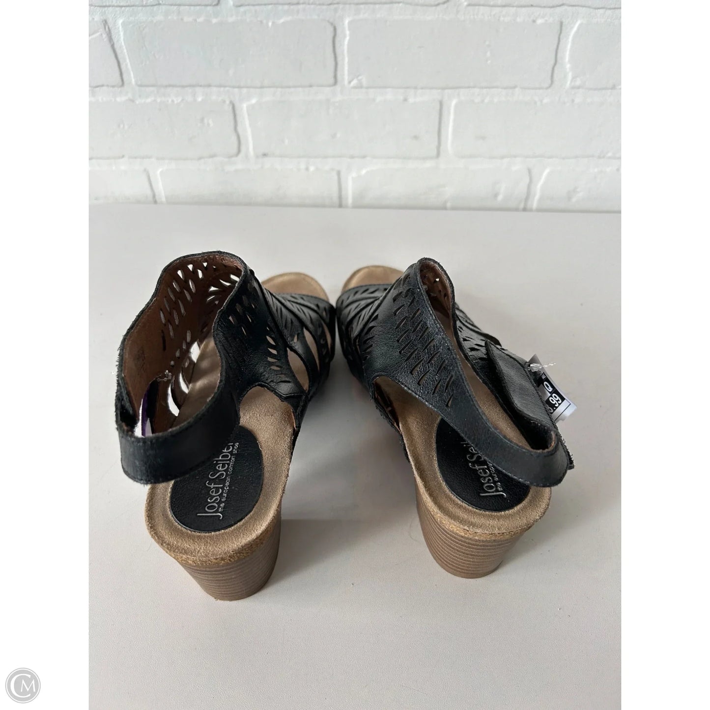Sandals Heels Block By Josef Seibel In Black & Tan, Size: 9.5