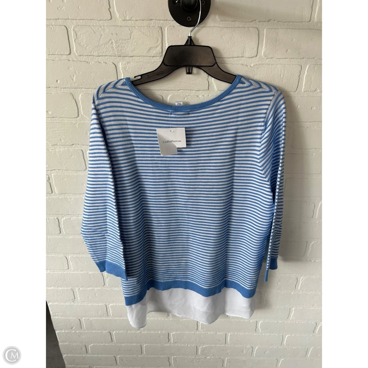 Sweater By Croft And Barrow In Blue & White, Size: M