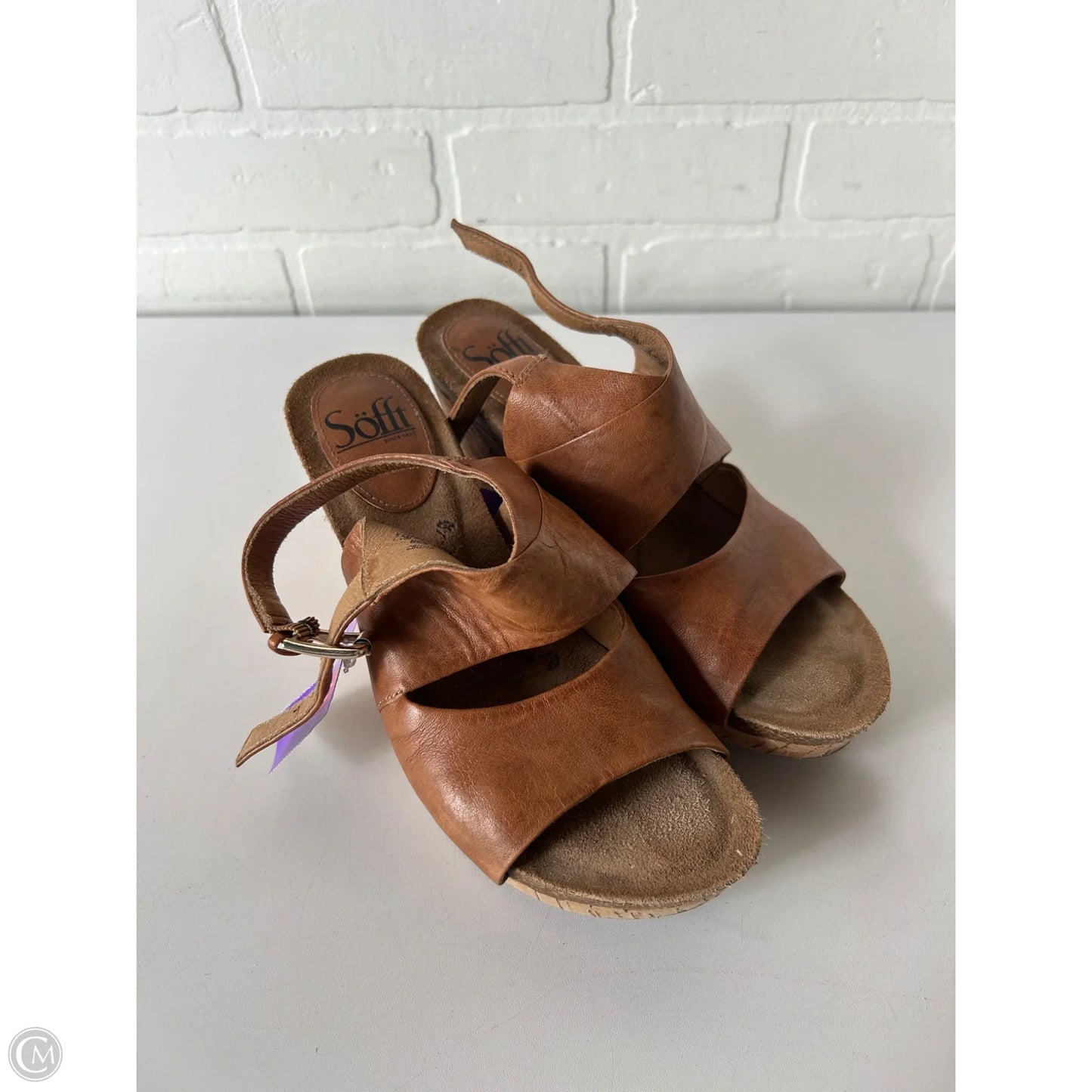 Sandals Heels Wedge By Sofft In Tan, Size: 7.5