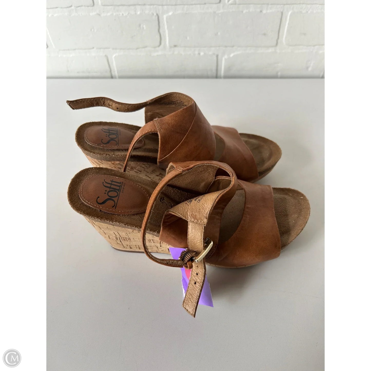 Sandals Heels Wedge By Sofft In Tan, Size: 7.5