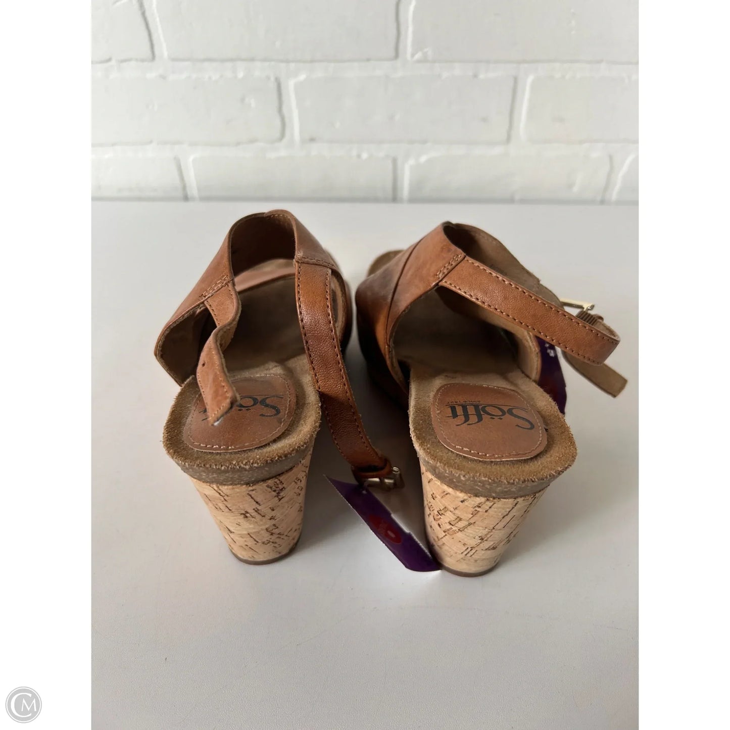 Sandals Heels Wedge By Sofft In Tan, Size: 7.5