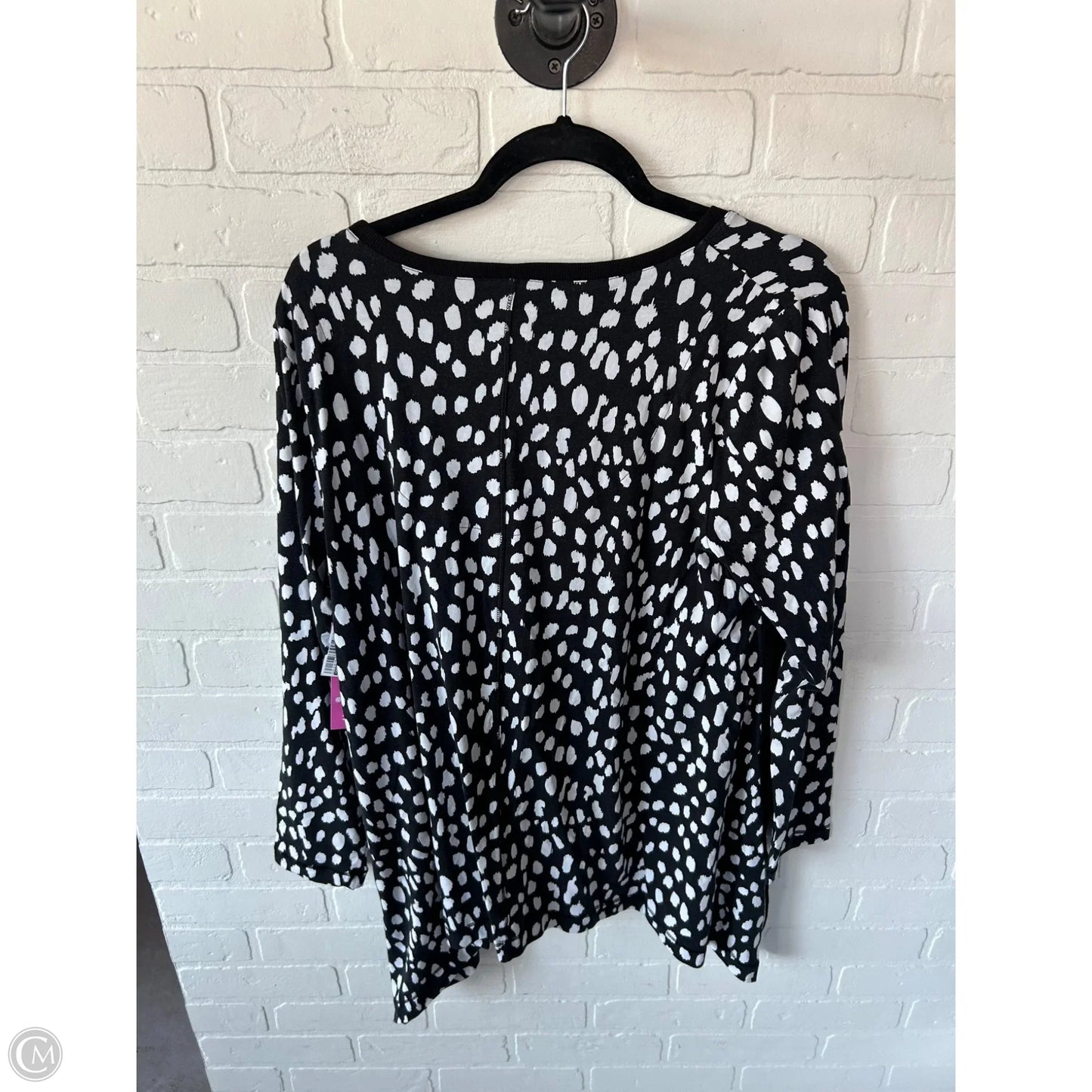 Tunic Long Sleeve By Chicos In Black & White, Size: L