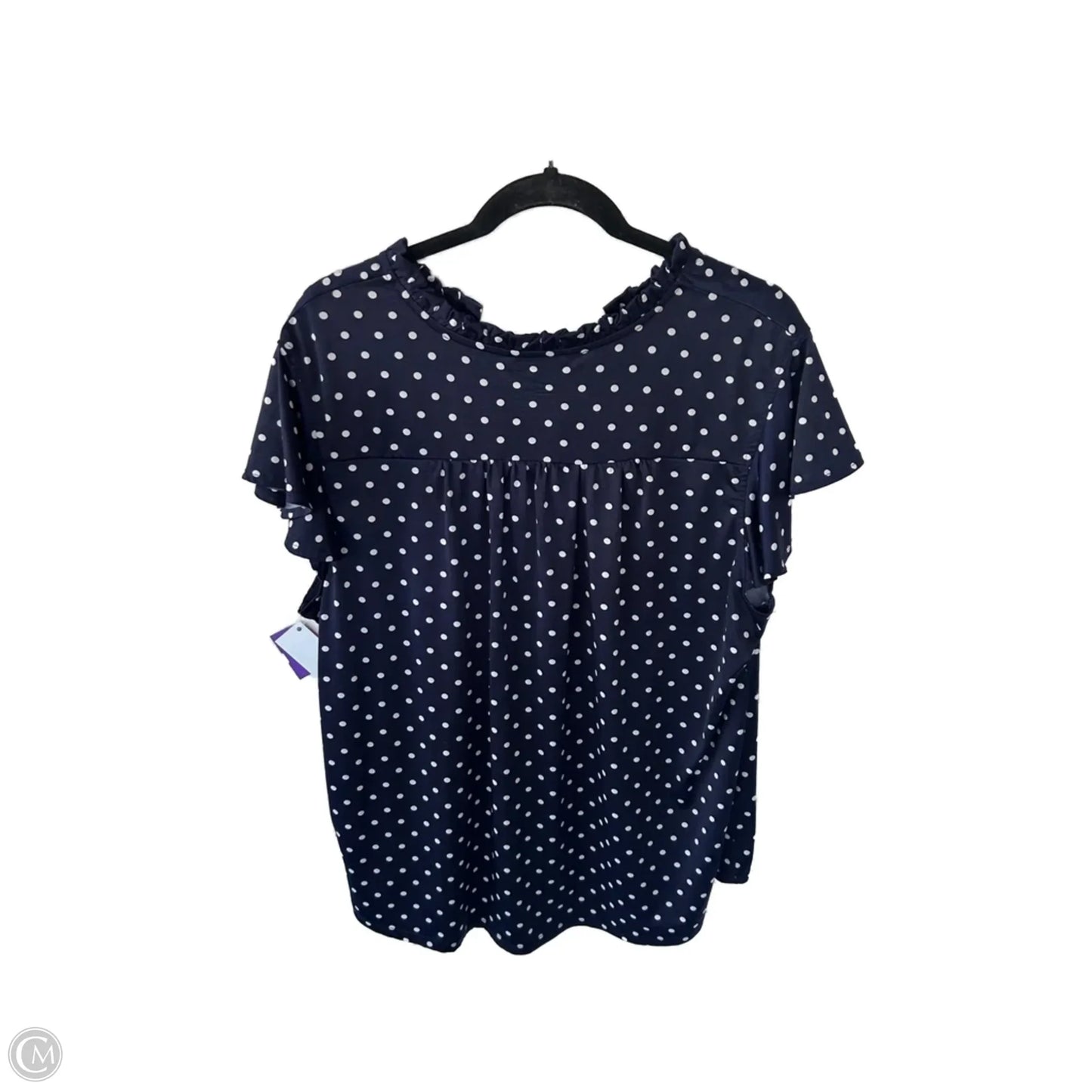 Top Short Sleeve By Cocomo In Blue & White, Size: 2x