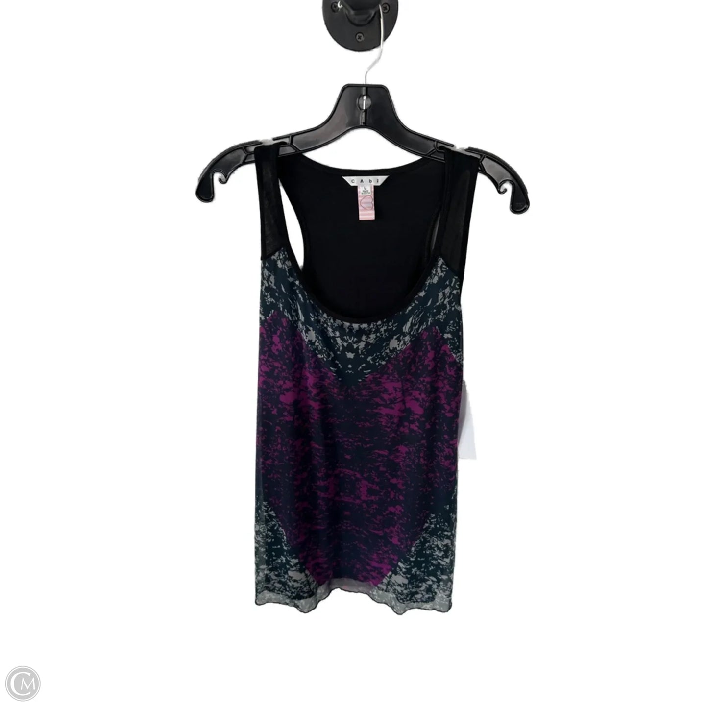 Top Sleeveless By Cabi In Black & Purple, Size: L