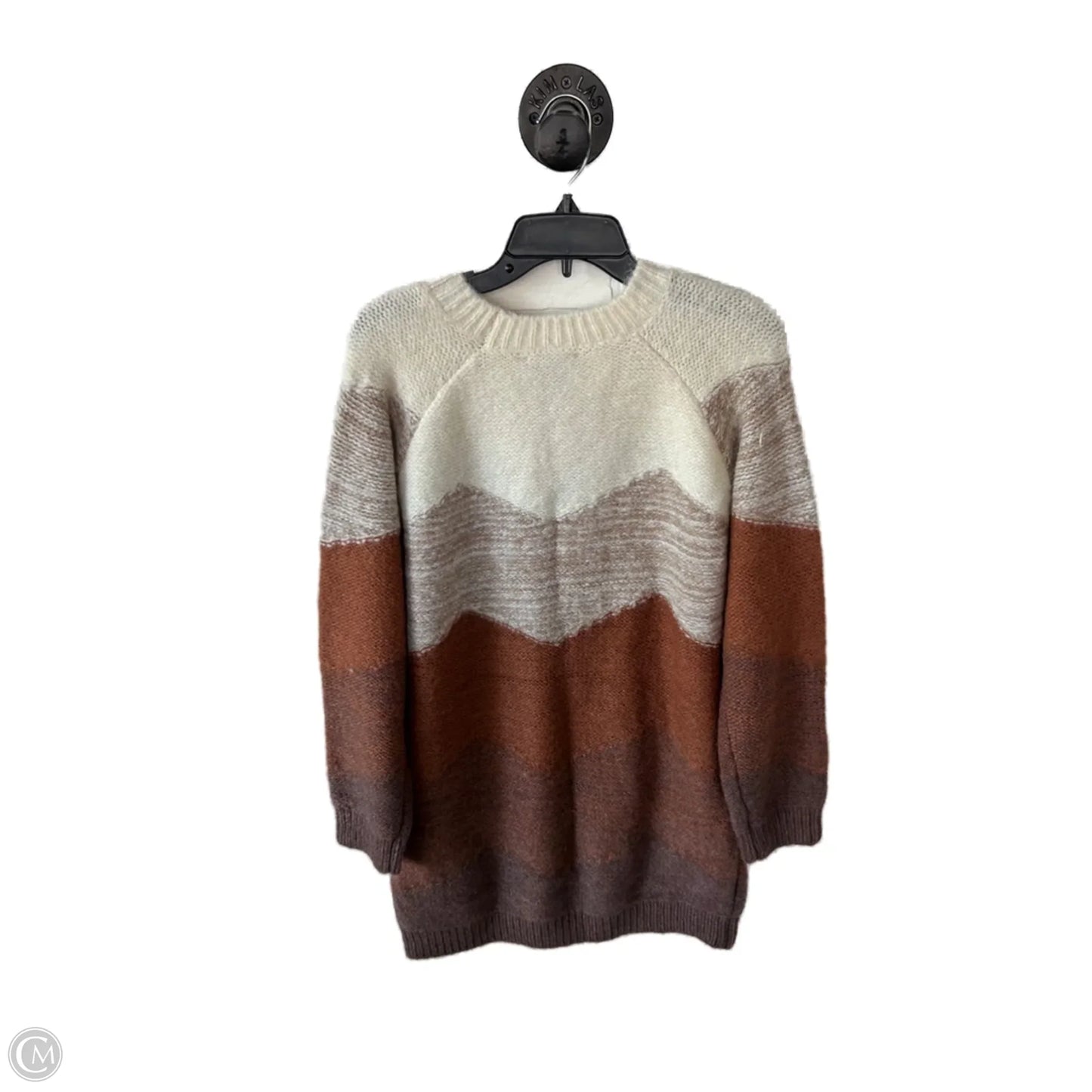 Dress Sweater By Forever 21 In Brown & Cream, Size: M