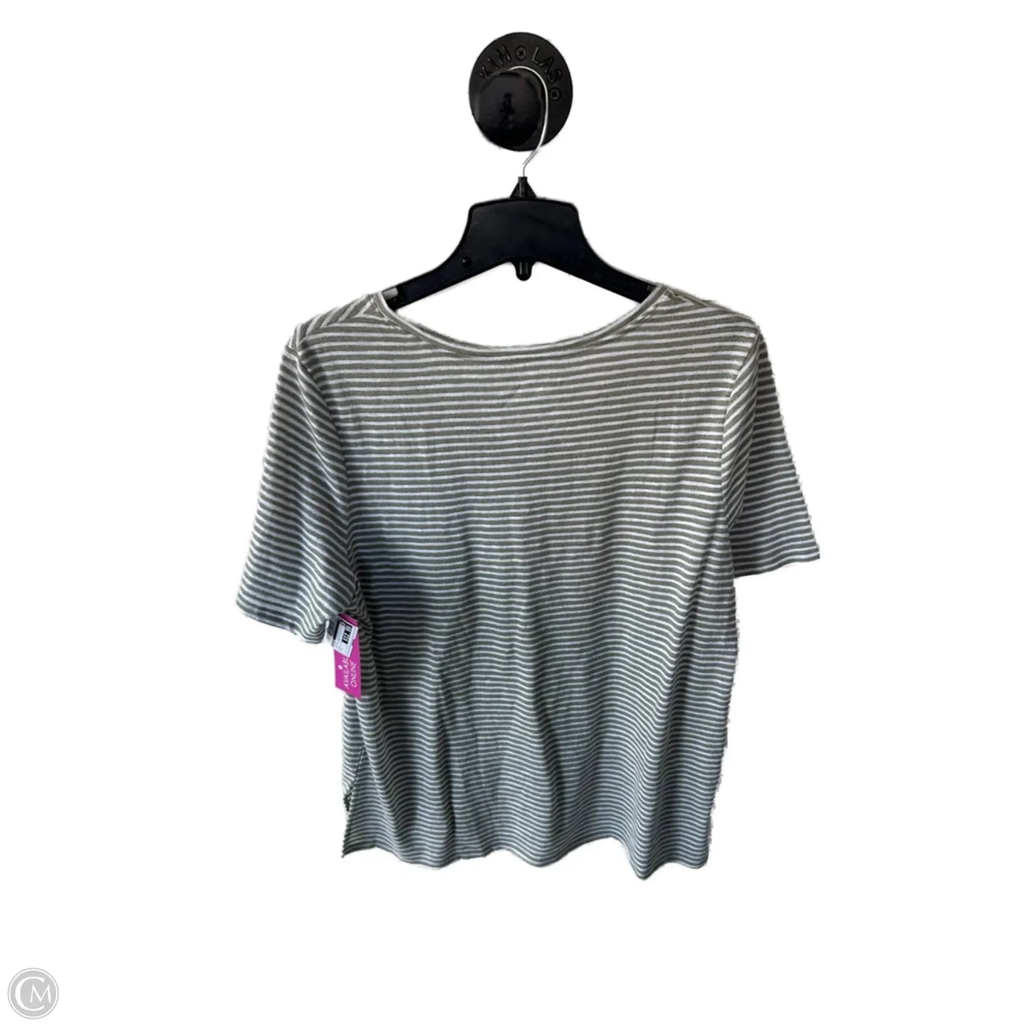 Top Short Sleeve By Chicos In Green & White, Size: L
