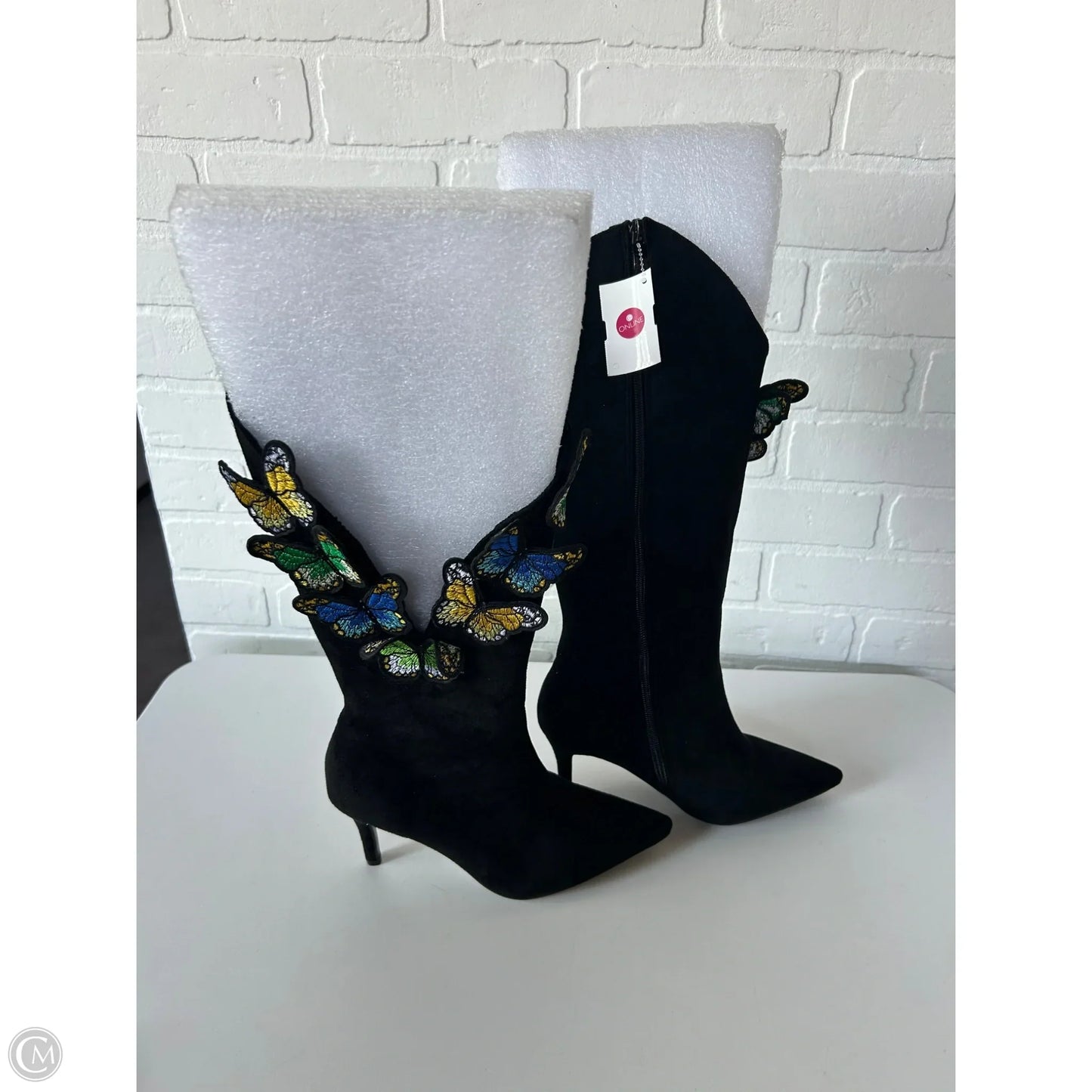 Boots Mid-calf Heels By Clothes Mentor In Black & Blue, Size: 5.5