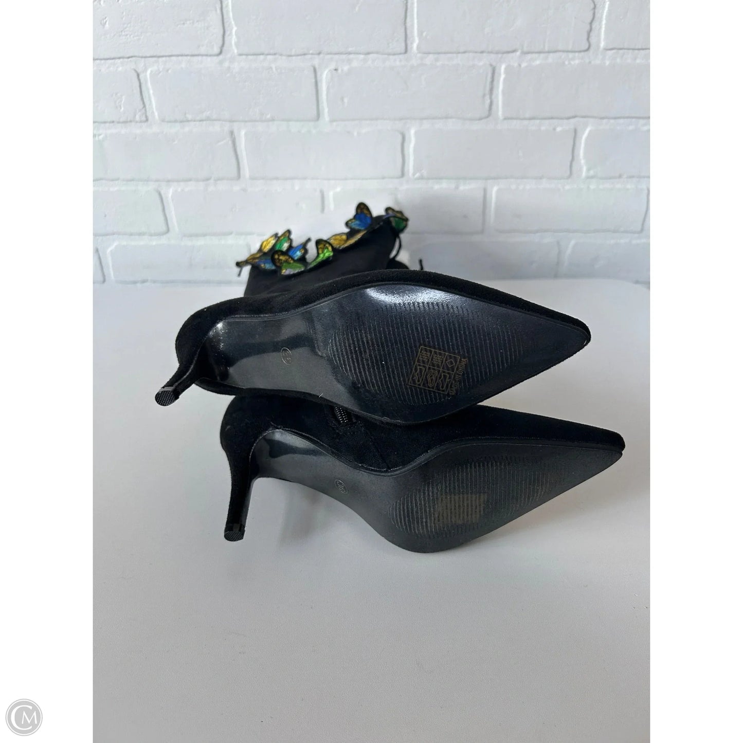 Boots Mid-calf Heels By Clothes Mentor In Black & Blue, Size: 5.5