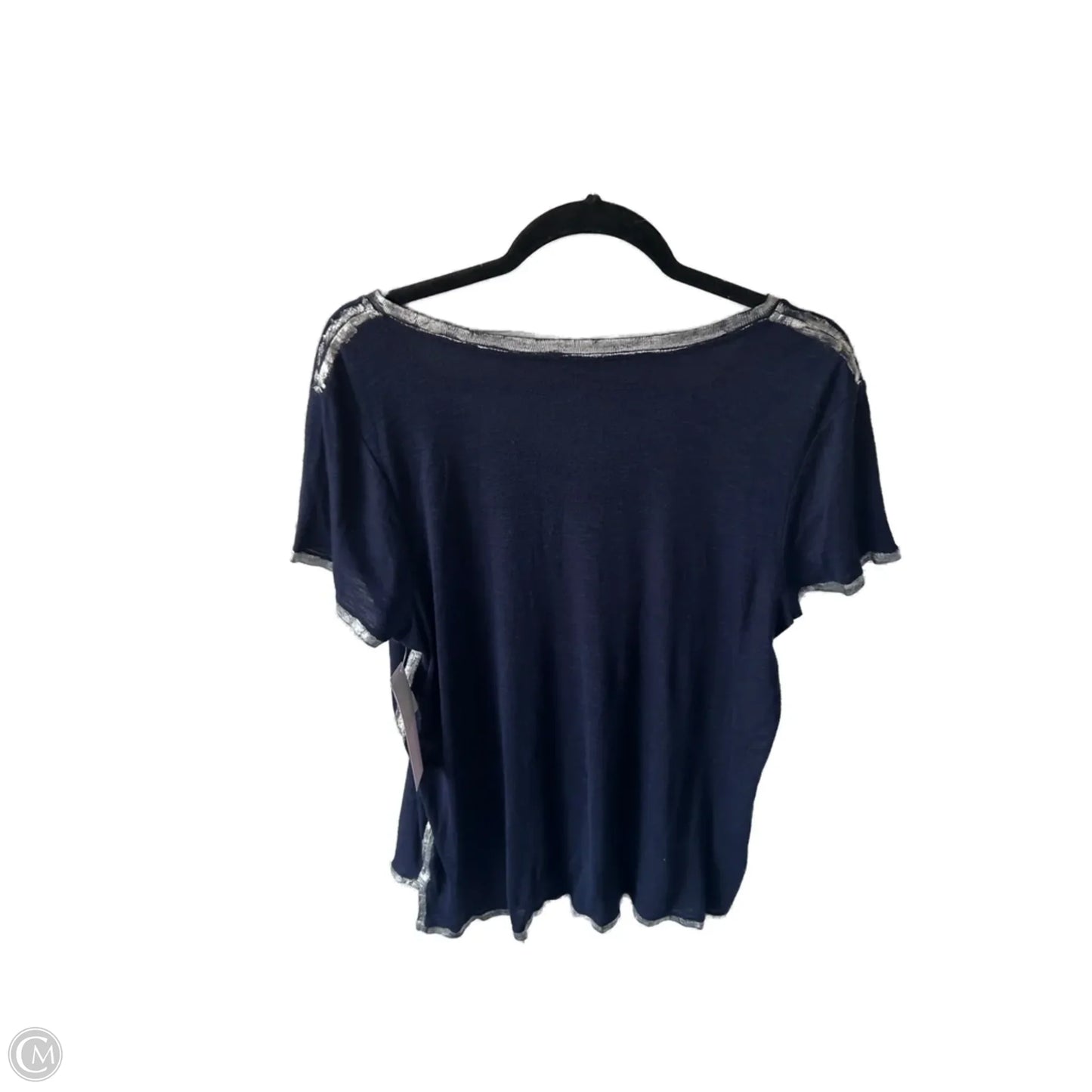 Top Short Sleeve By Vince Camuto In Blue & Silver, Size: M