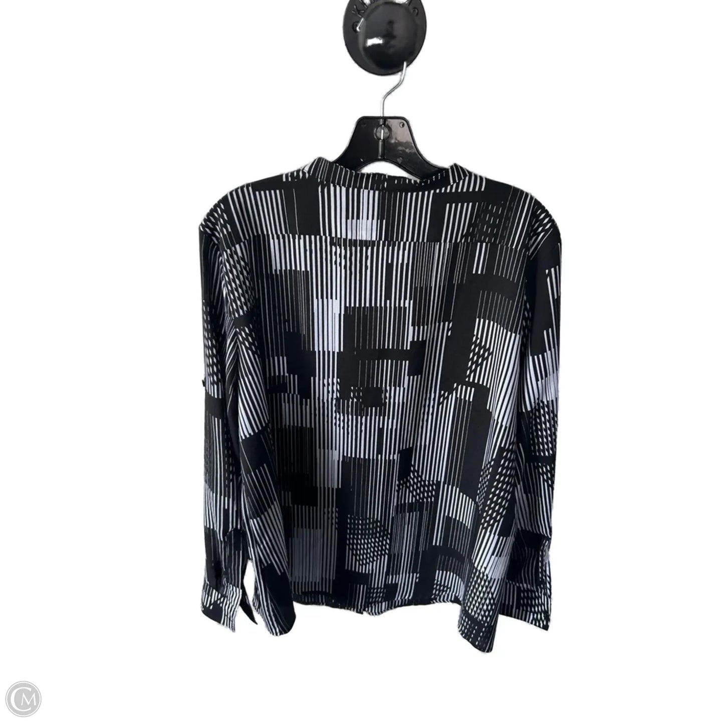 Top Long Sleeve By Calvin Klein In Black & White, Size: Xl