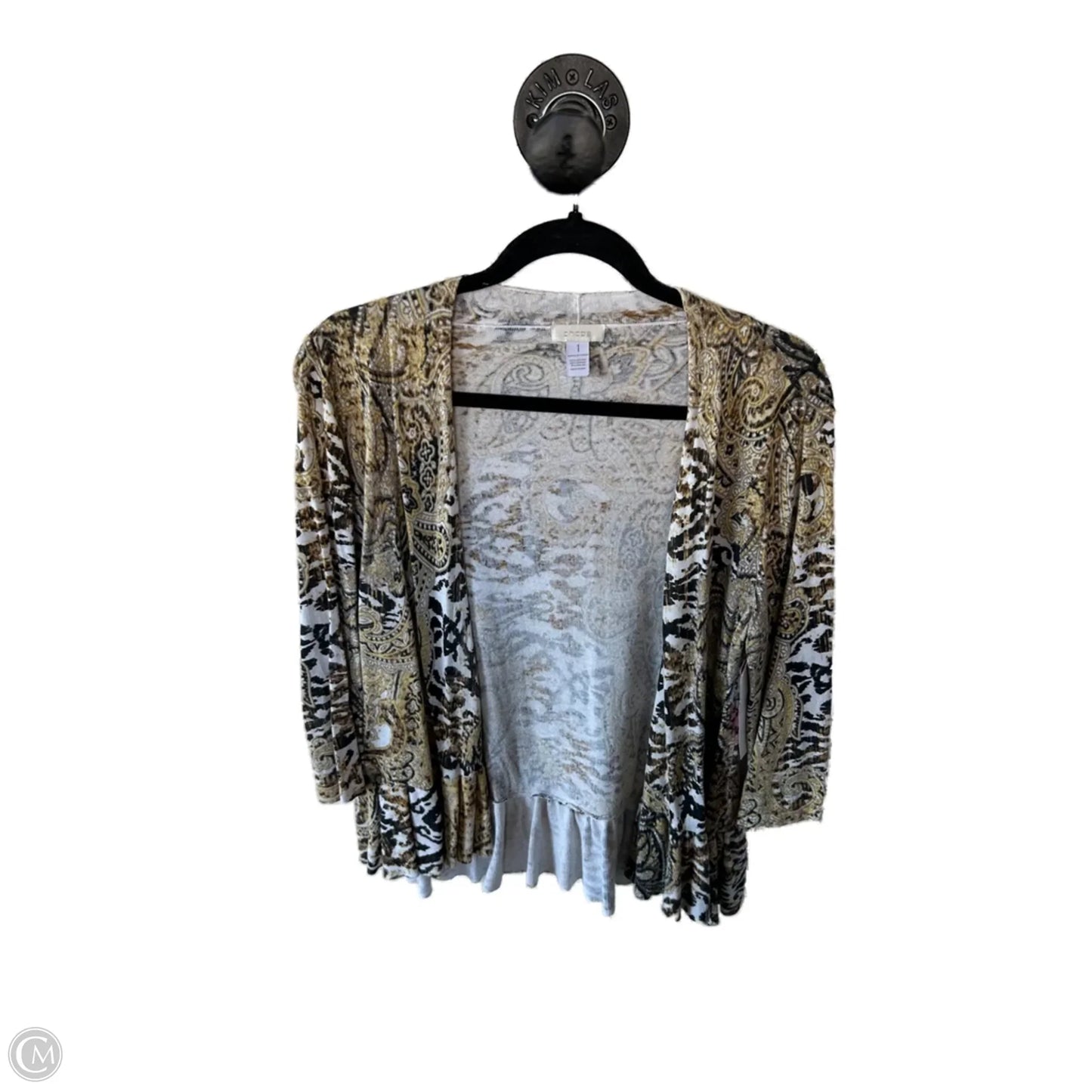 Cardigan By Chicos In Brown & Yellow, Size: M