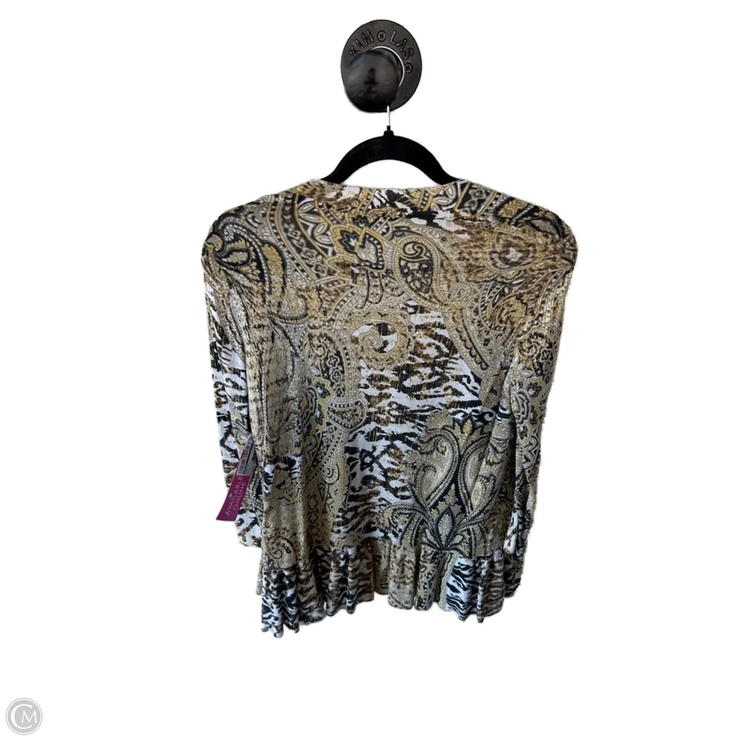 Cardigan By Chicos In Brown & Yellow, Size: M
