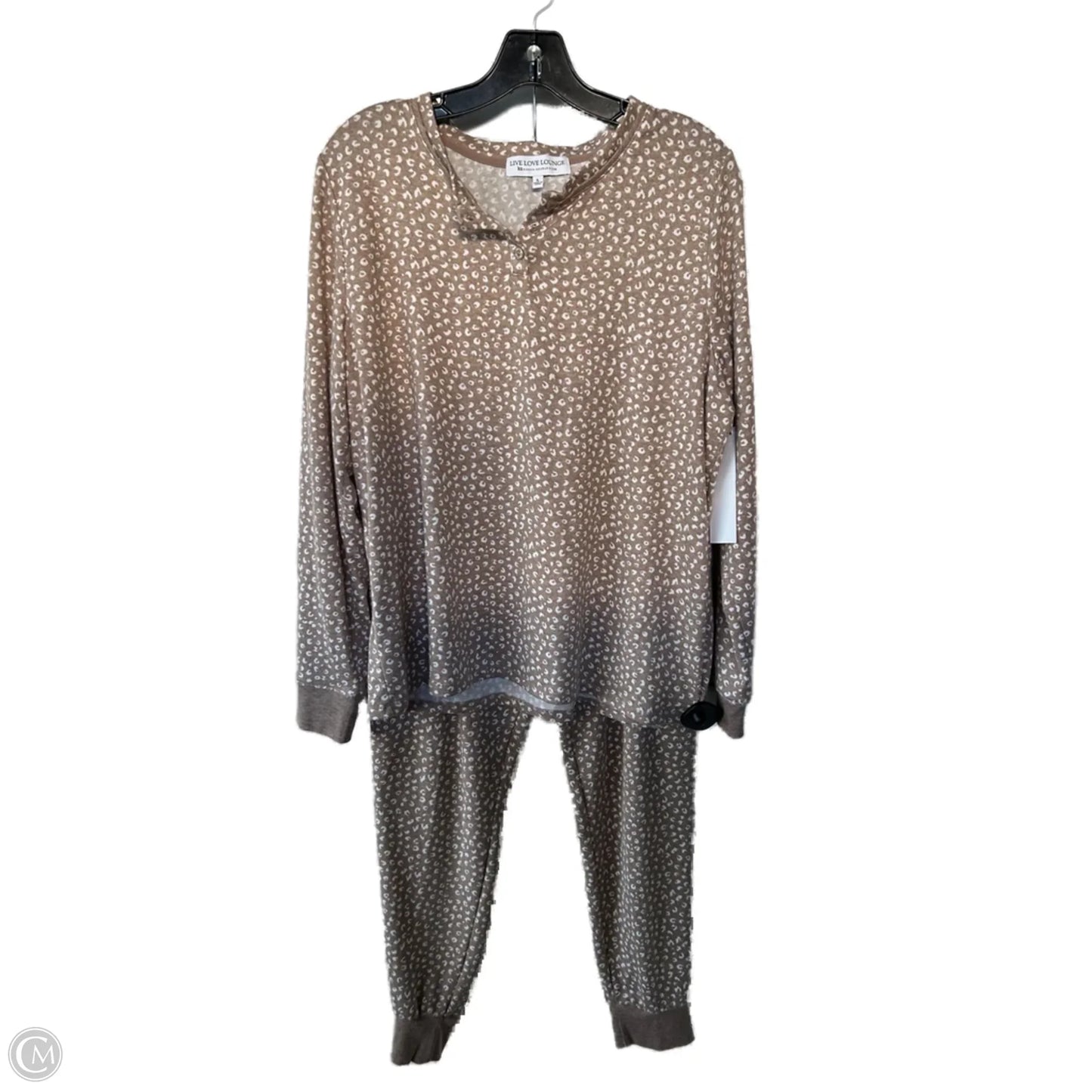 Pajamas 2pc By Clothes Mentor In Tan & White, Size: L