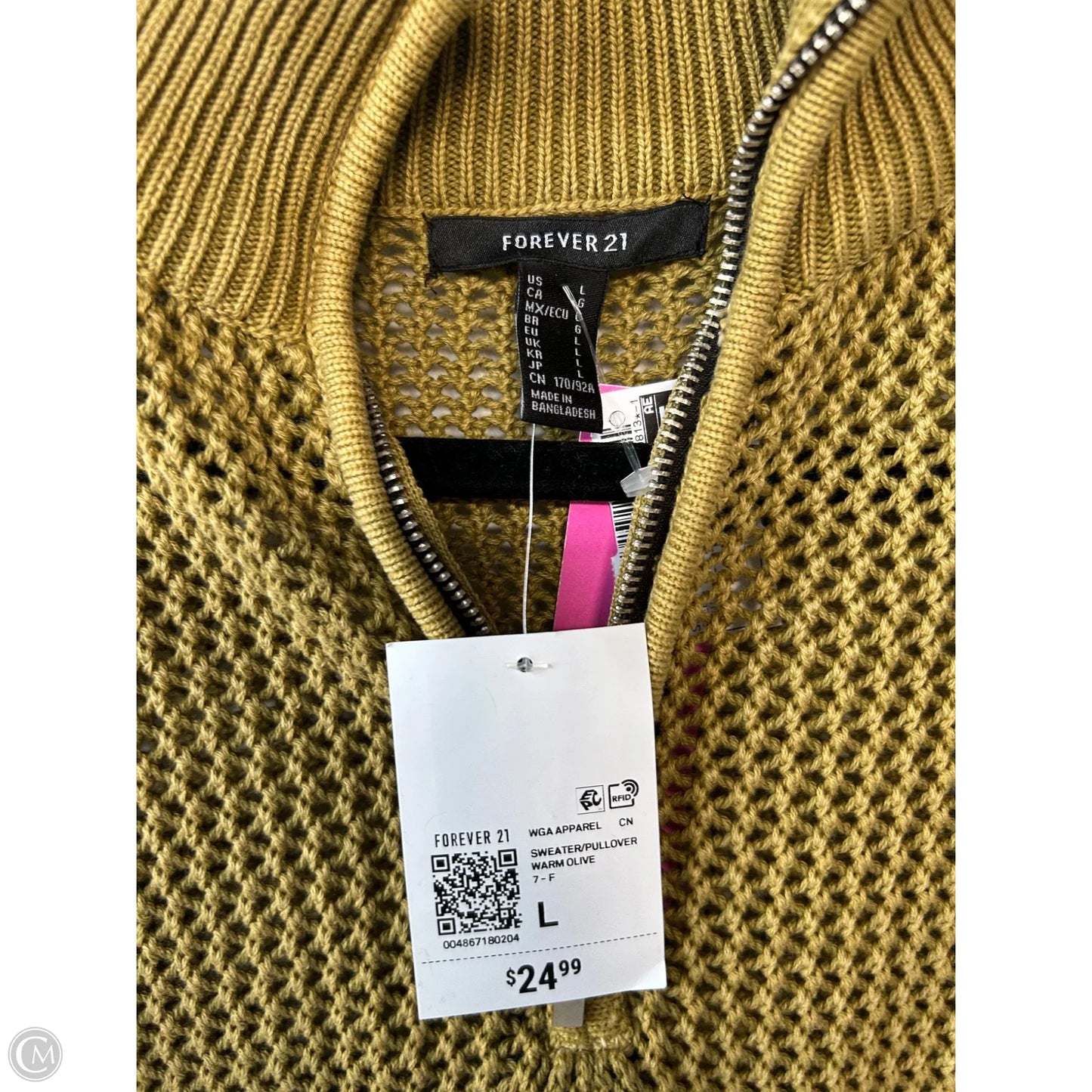 Sweater Short Sleeve By Forever 21 In Green, Size: L