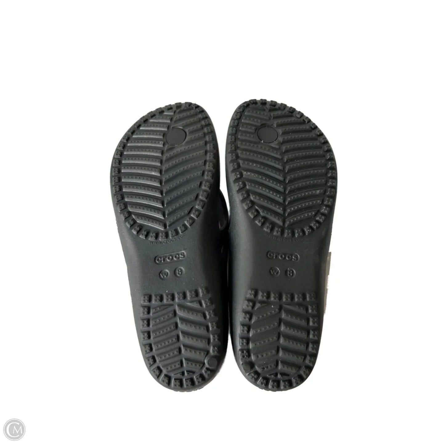 Sandals Flip Flops By Crocs In Black & Pink, Size: 8