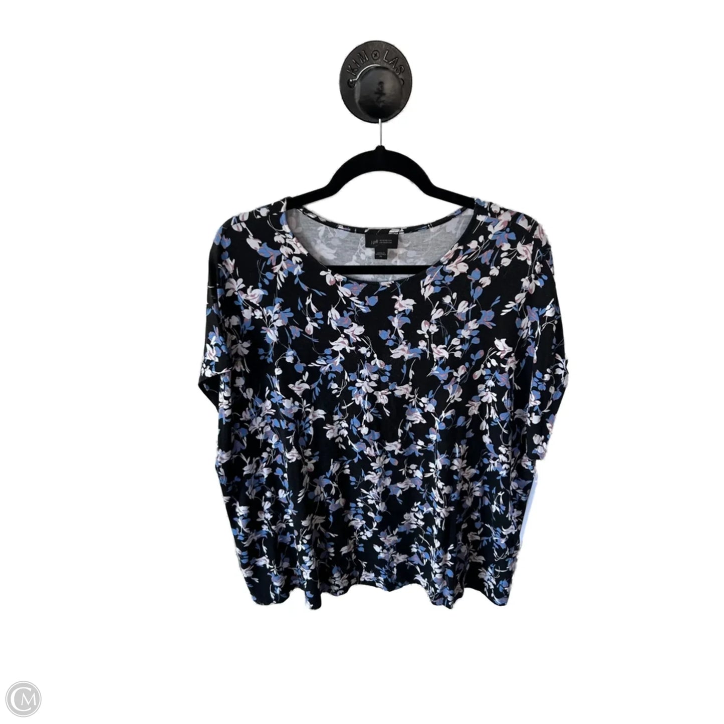 Top Short Sleeve By J. Jill In Black & Blue, Size: Xl