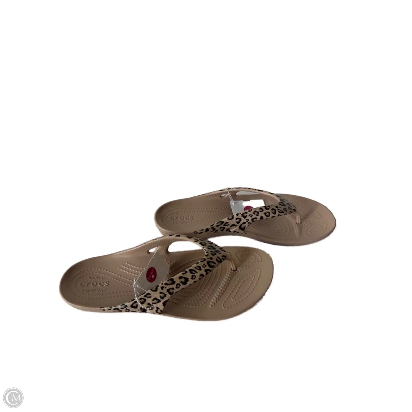 Sandals Flip Flops By Crocs In Animal Print, Size: 9