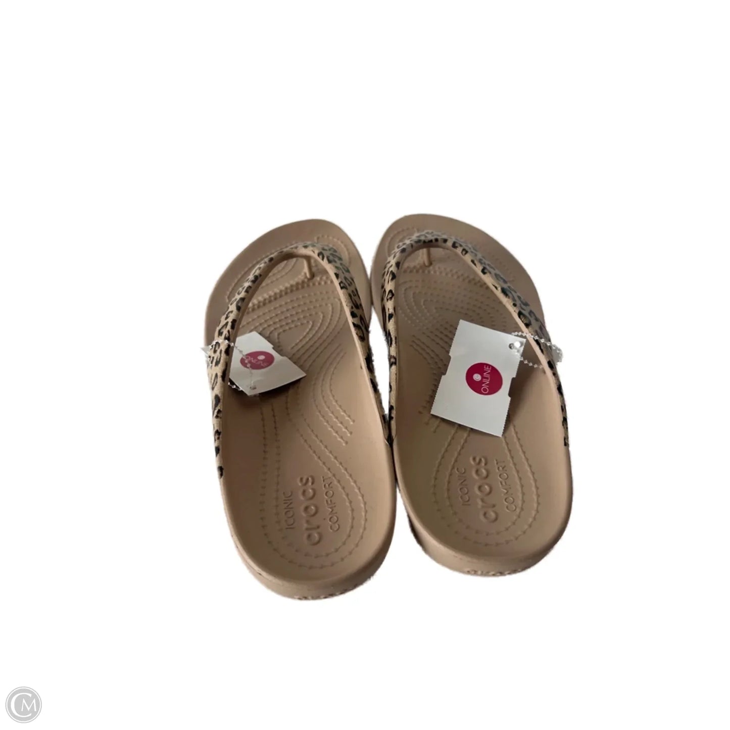 Sandals Flip Flops By Crocs In Animal Print, Size: 9