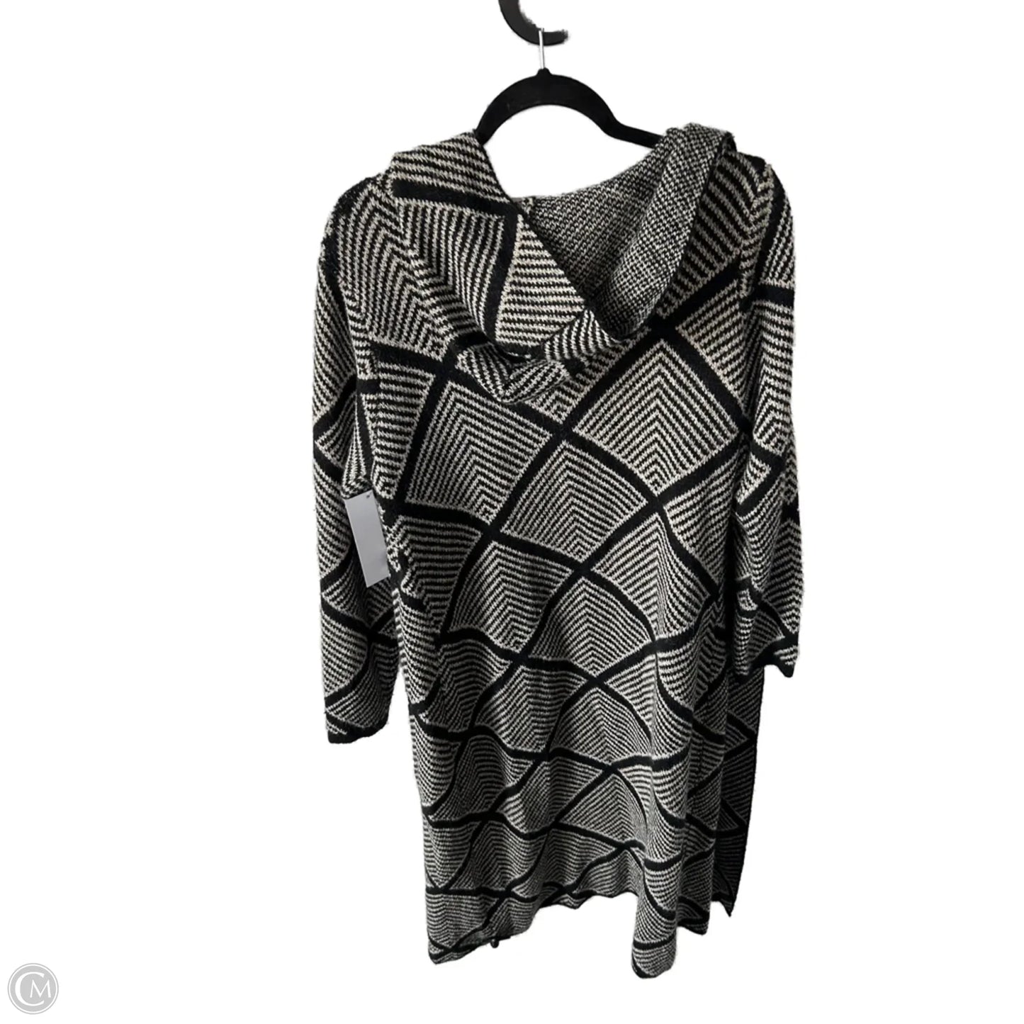 Sweater Cardigan By Sioni In Black & Tan, Size: L