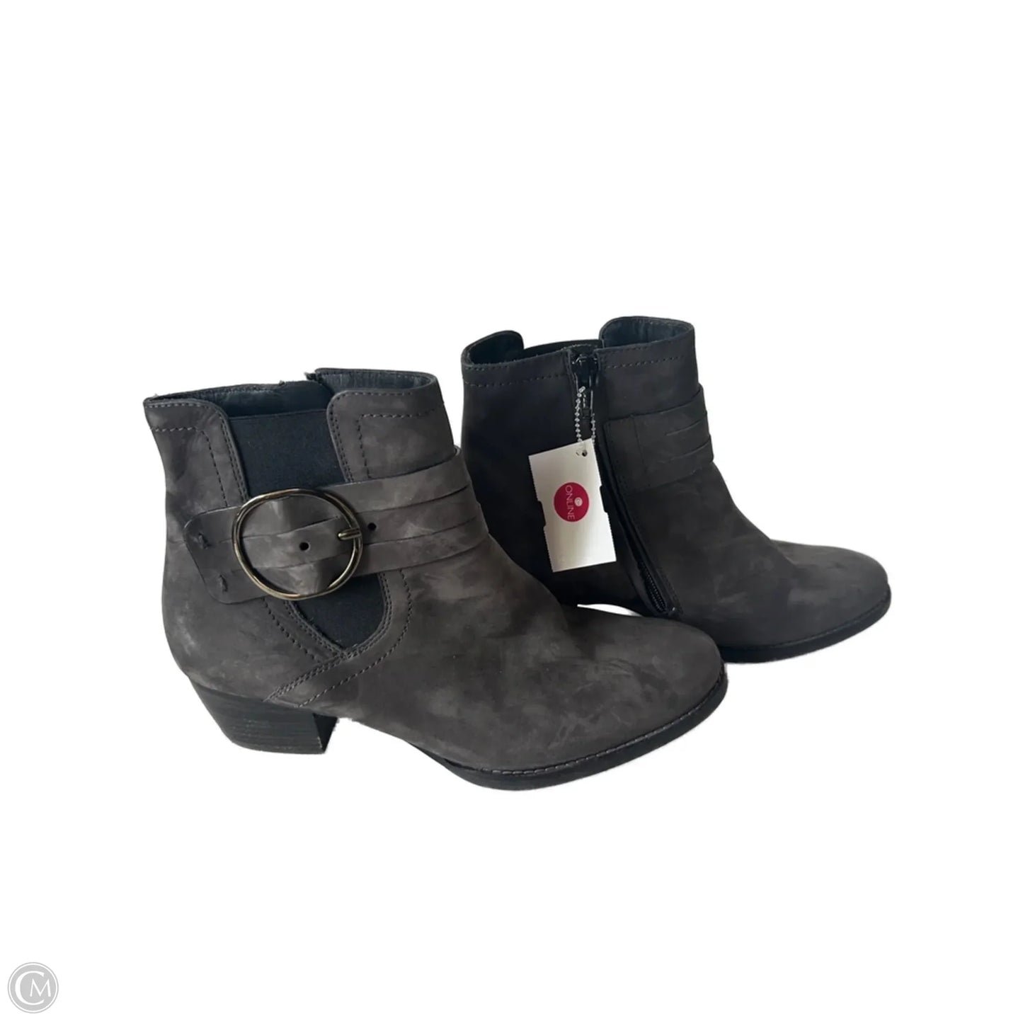 Boots Ankle Heels By Paul Green In Grey, Size: 7