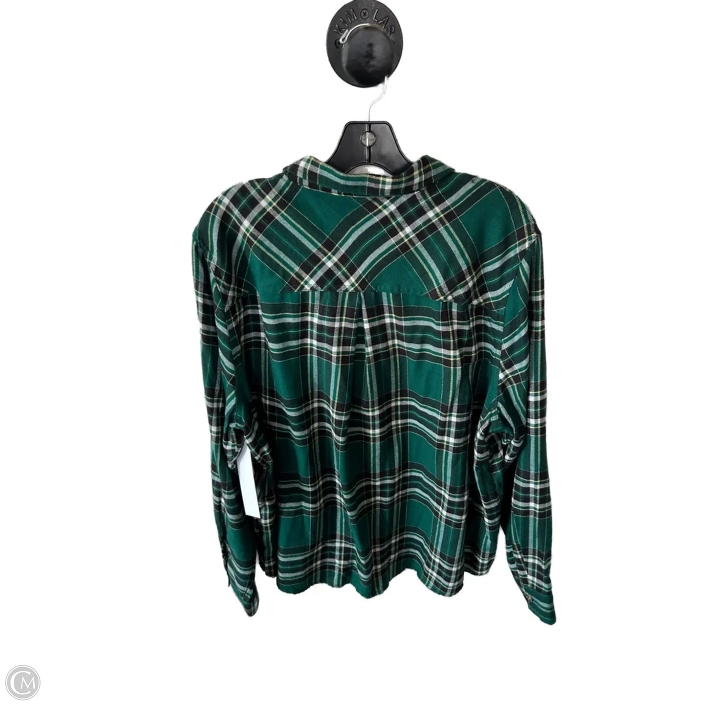 Top Long Sleeve By Maurices In Green & White, Size: 1x