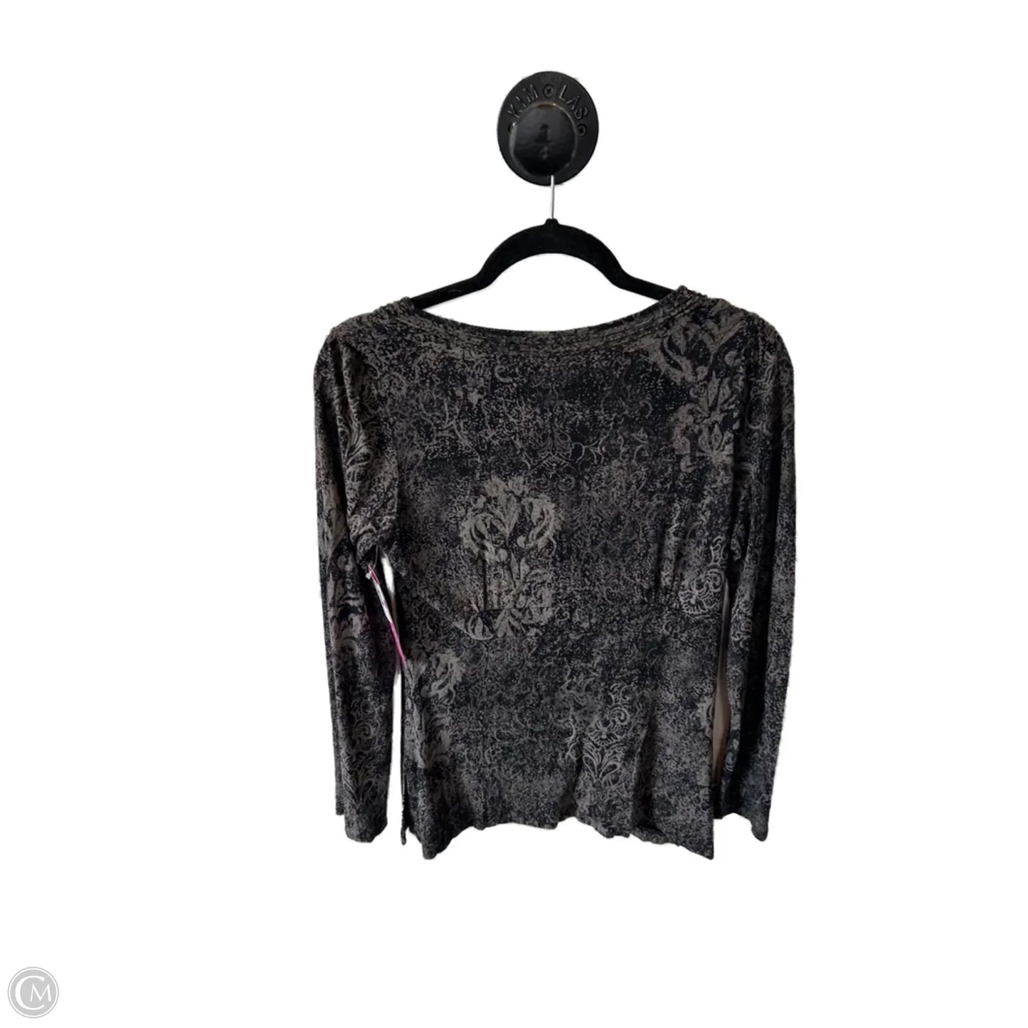 Top Long Sleeve By Calvin Klein In Black & Brown, Size: M