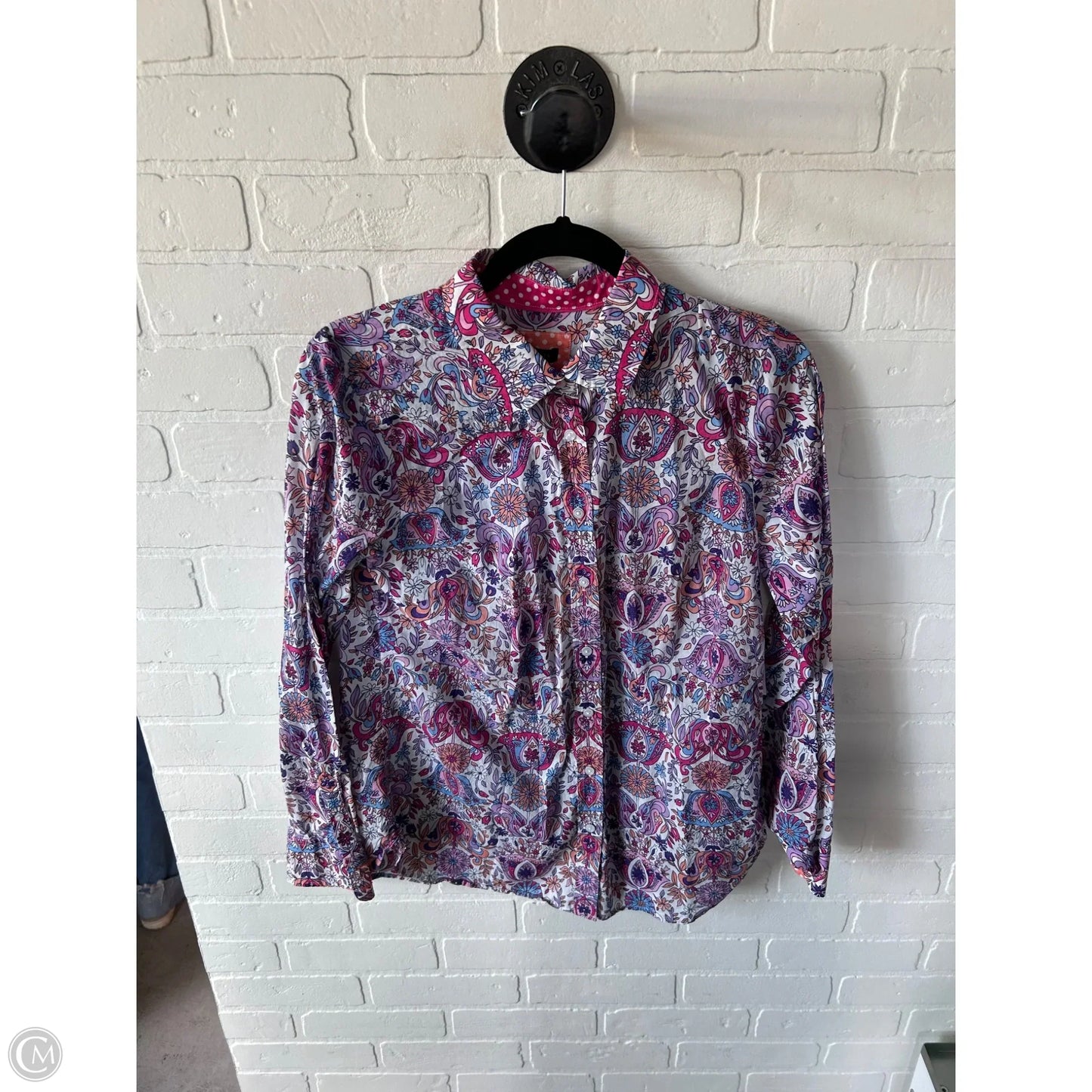 Top Long Sleeve By Talbots In Purple & White, Size: M