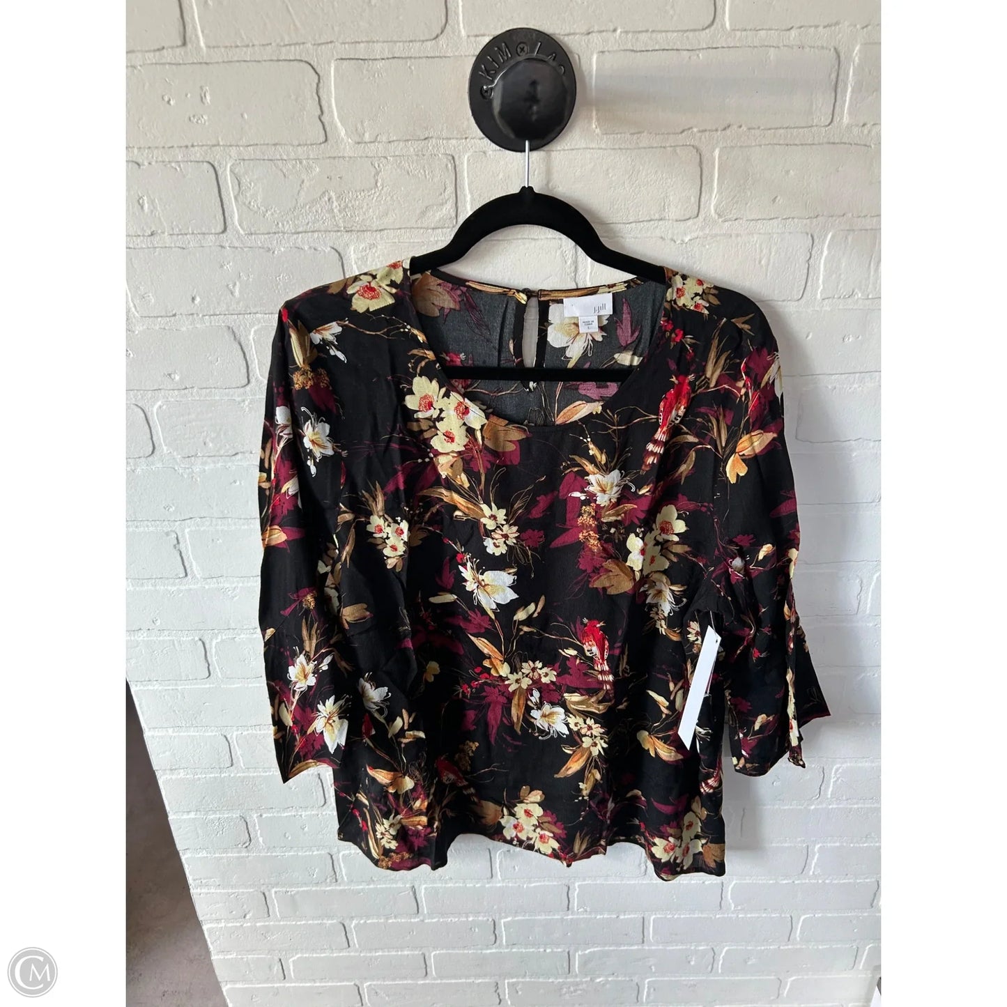 Top 3/4 Sleeve By J. Jill In Black & Red, Size: L
