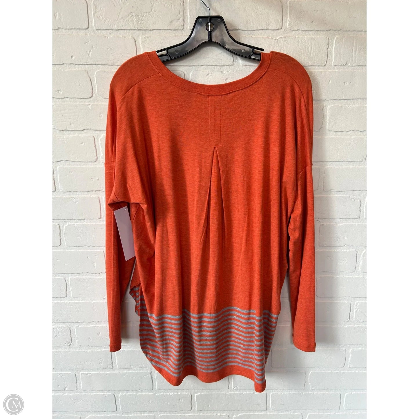 Top Long Sleeve Basic By Cabi In Orange & Silver, Size: S