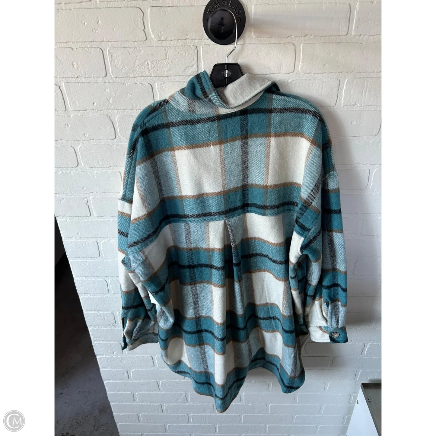 Jacket Shirt By So In Blue & Cream, Size: L