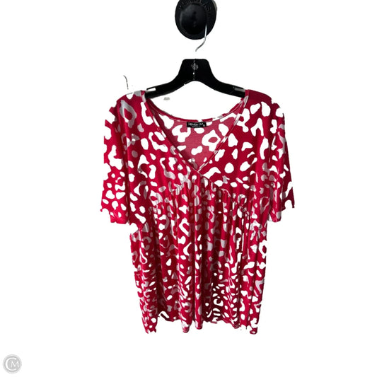 Top Short Sleeve By Heimish Usa In Red & White, Size: 2x
