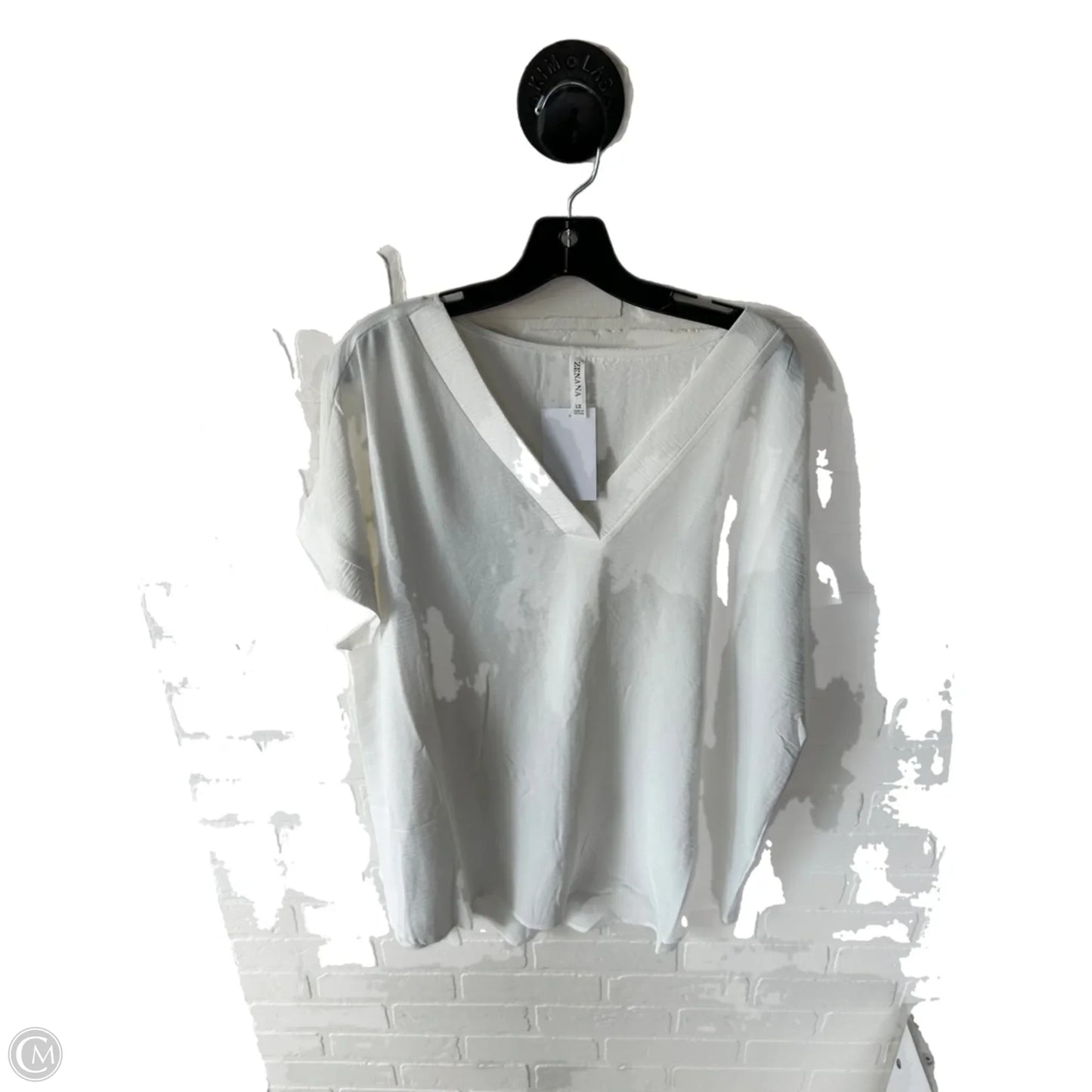Top Short Sleeve By Zenana In White, Size: 1x